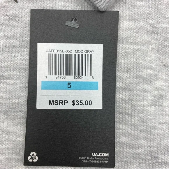 Under Armour Boys Long Sleeve Fleece Sweatshirt, Gray NWT - Picture 5 of 6